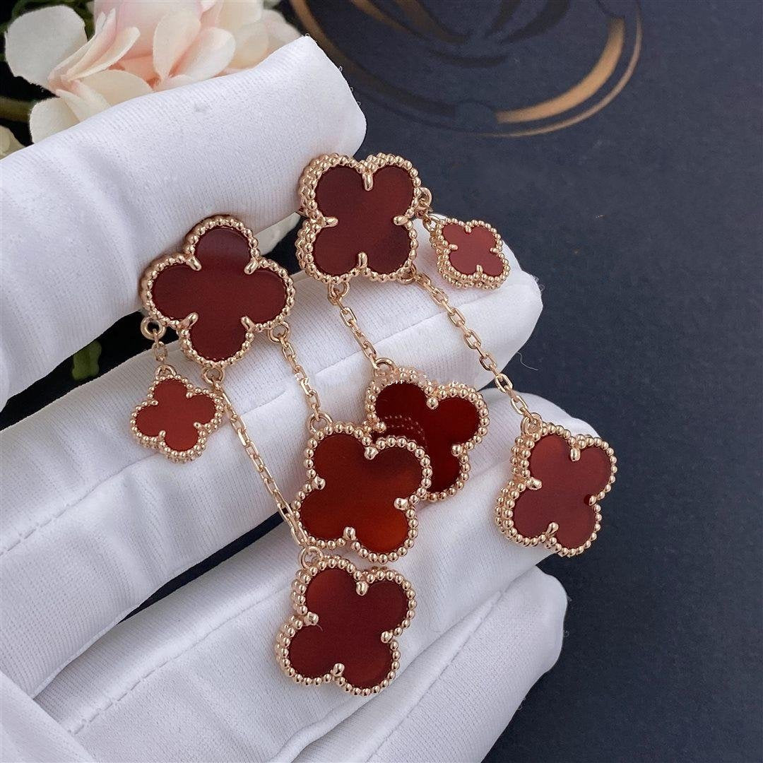 [Elowen jewels ]KLEEBLATT-OHRRINGE KARNEOL 4 MOTIVE ROSÉGOLD
