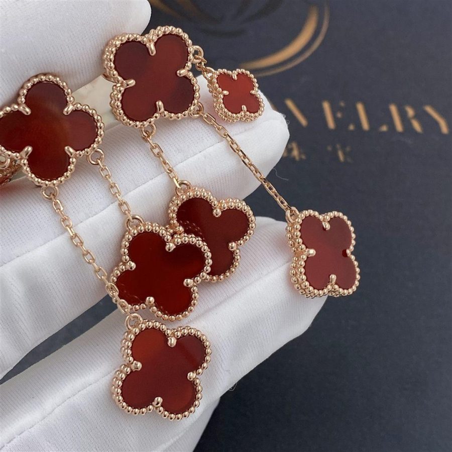 [Elowen jewels ]KLEEBLATT-OHRRINGE KARNEOL 4 MOTIVE ROSÉGOLD