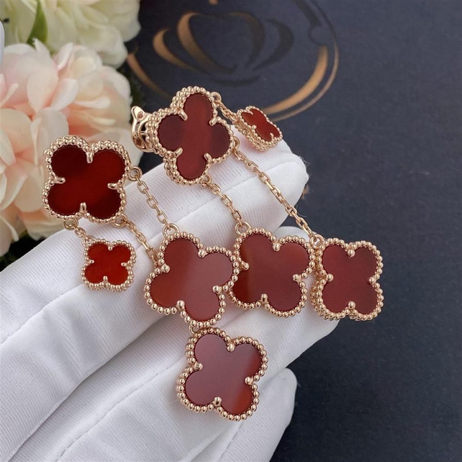 [Elowen jewels ]KLEEBLATT-OHRRINGE KARNEOL 4 MOTIVE ROSÉGOLD