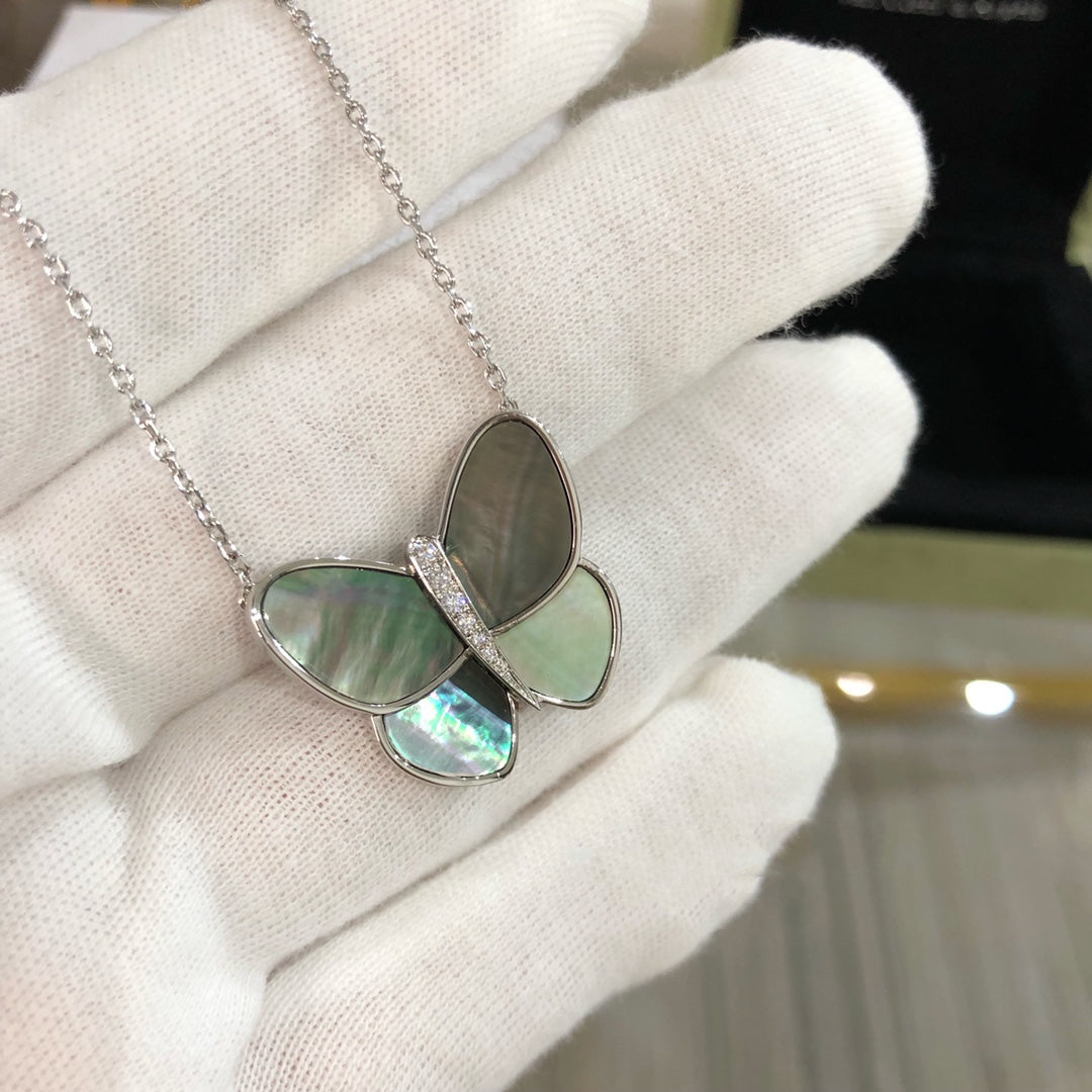 [Elowen jewels ]GROSSER SCHMETTERLINGS-SILBERANHÄNGER MIT DIAMANTHALSKETTE