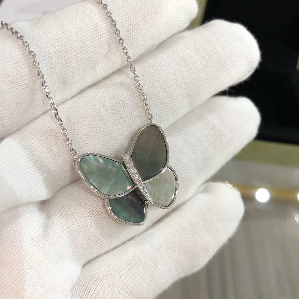[Elowen jewels ]GROSSER SCHMETTERLINGS-SILBERANHÄNGER MIT DIAMANTHALSKETTE