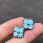 [Elowen jewels ]CLOVER 1 DIAMOND HIMMELSBLAUE SILBEROHRRINGE