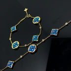 [Elowen jewels ]STERN UND SONNE 4 MOTIVE BLAUES ARMBAND