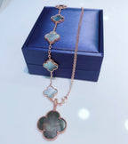 [Elowen jewels ]COMBINED BRACELET 5 MOTIFS AND NECKLACE DARK MOP ROSE GOLD