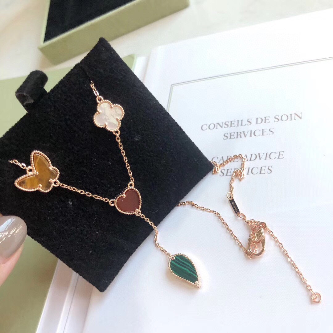 [Elowen jewels ]LUCKY SPRING 4 MOTIFS ROSE GOLD NECKLACE