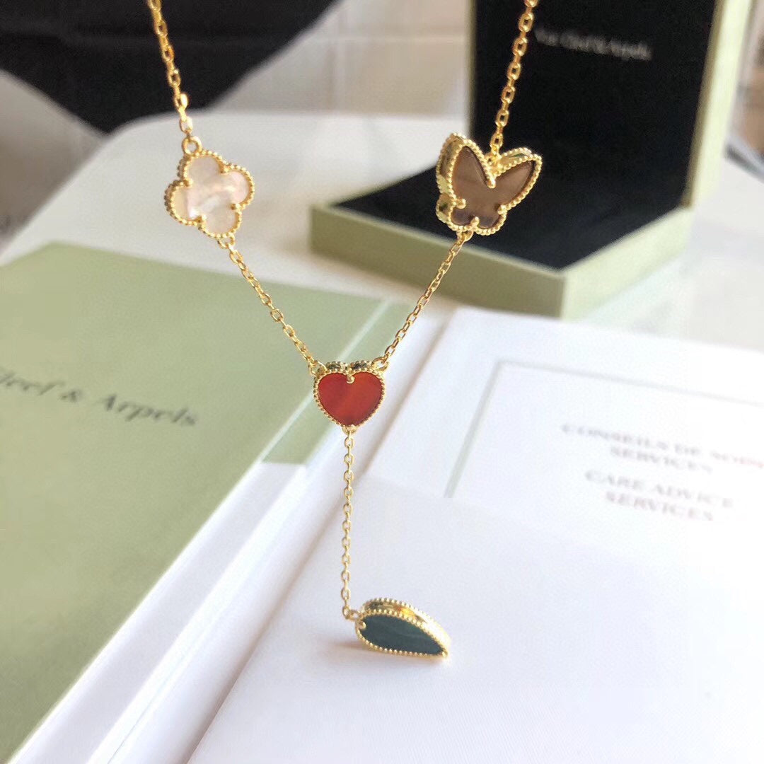 [Elowen jewels ]LUCKY SPRING 4 MOTIFS ROSE GOLD NECKLACE