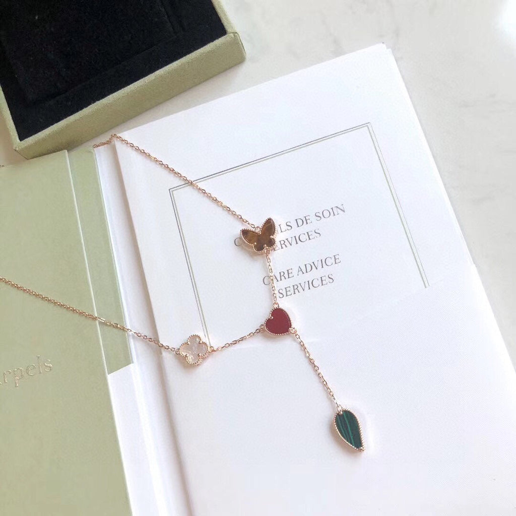 [Elowen jewels ]LUCKY SPRING 4 MOTIFS ROSE GOLD NECKLACE