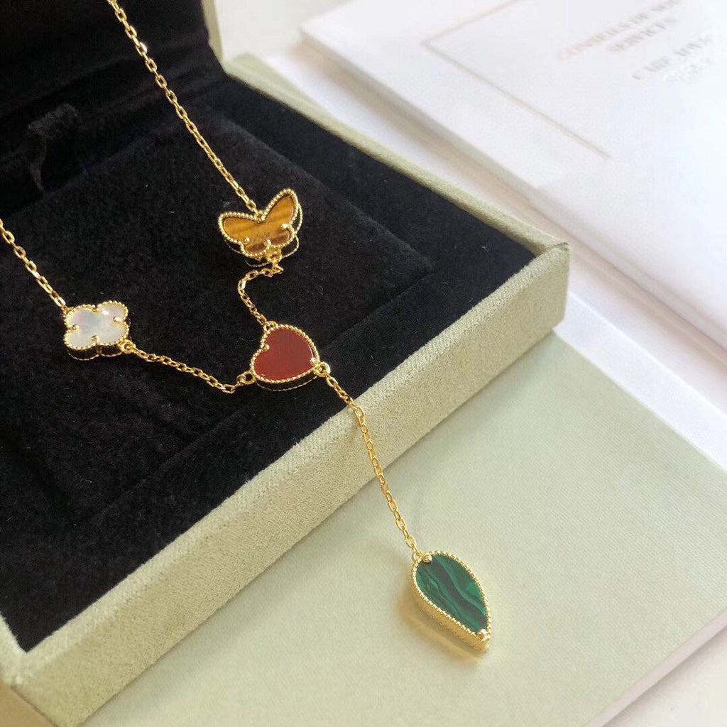 [Elowen jewels ]LUCKY SPRING 4 MOTIFS ROSE GOLD NECKLACE