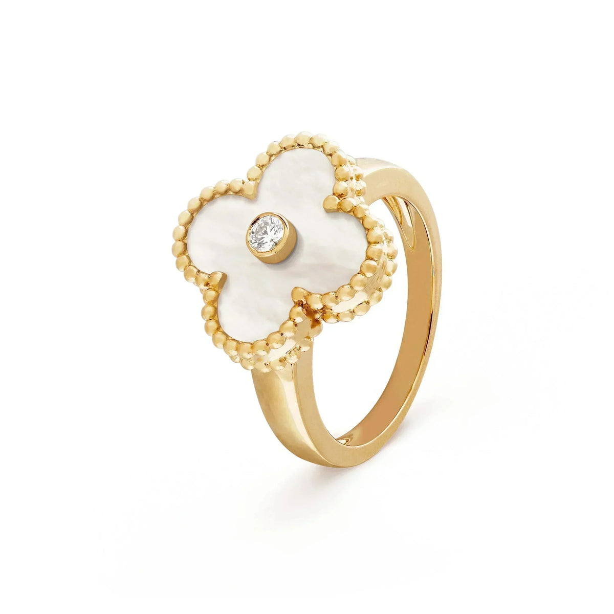 [Elowen jewels ]CLOVER ROSÉ-PERLMUTT-RING GOLD DIAMANT